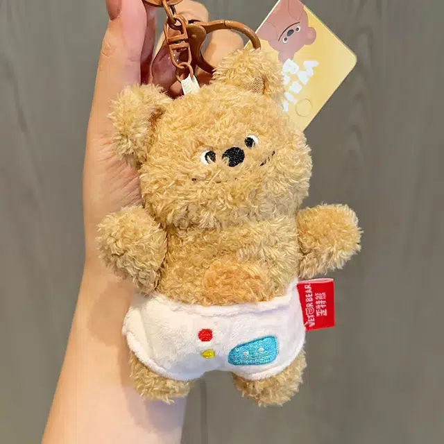 纳兰杜 小众玩偶高级感可爱公仔书包挂件 毛绒 钥匙扣包周边 女款 歪头熊棕色/歪头熊白色