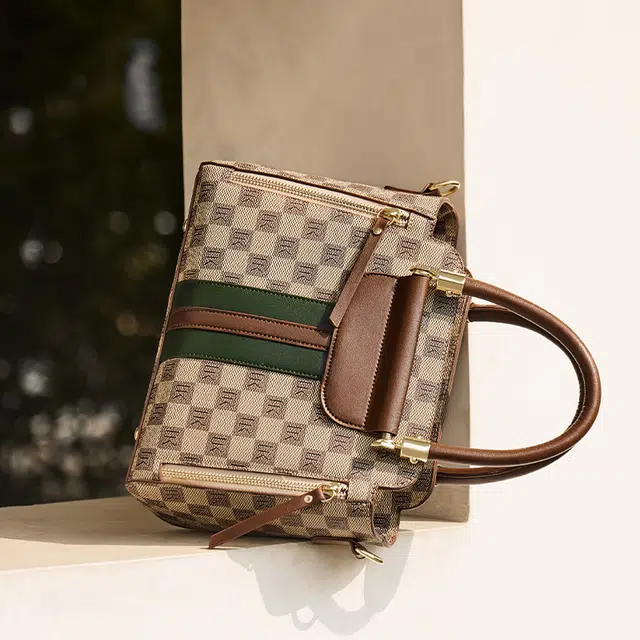 纳兰杜 手提包女优雅气质精致百搭老花经典复古实用妈妈款 合成革 托特包单肩斜挎包 常规 女款 卡其色