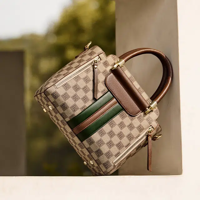 纳兰杜 手提包女优雅气质精致百搭老花经典复古实用妈妈款 合成革 托特包单肩斜挎包 常规 女款 卡其色