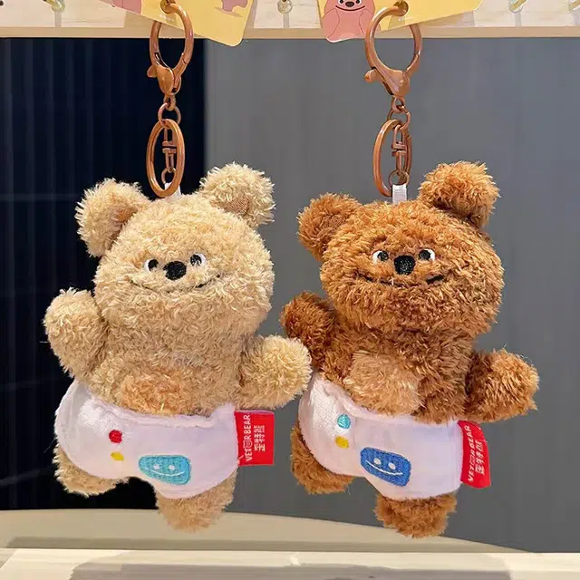 纳兰杜 小众玩偶高级感可爱公仔书包挂件 毛绒 钥匙扣包周边 女款 歪头熊棕色/歪头熊白色