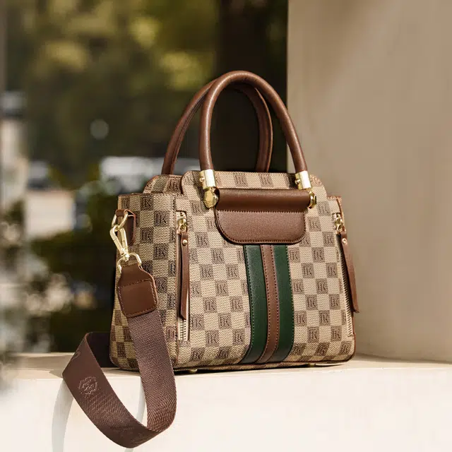 纳兰杜 手提包女优雅气质精致百搭老花经典复古实用妈妈款 合成革 托特包单肩斜挎包 常规 女款 卡其色