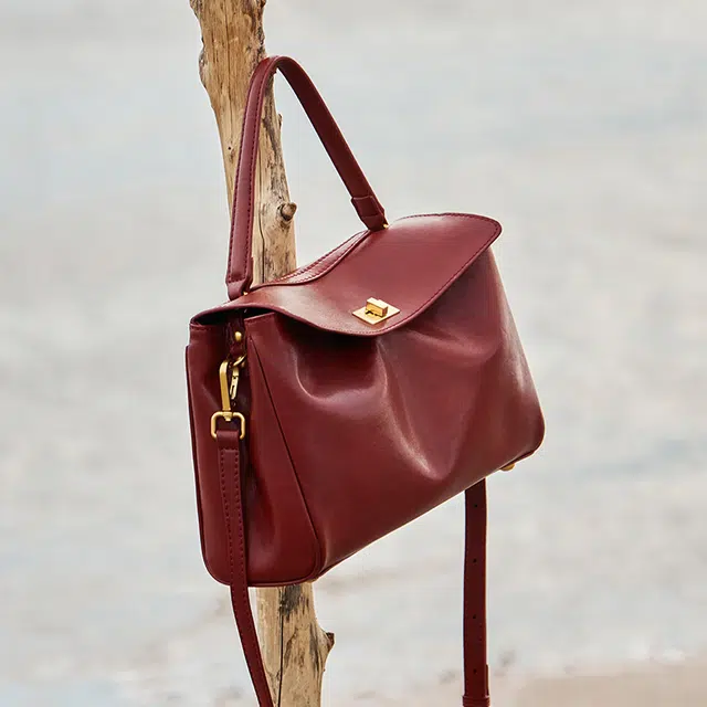 纳兰杜 经典气质时尚百搭大容量高级感简约休闲复古通勤小众品牌单肩斜挎包 牛皮拼合成革 手提包 常规 女款 子夜黑/车厘子红