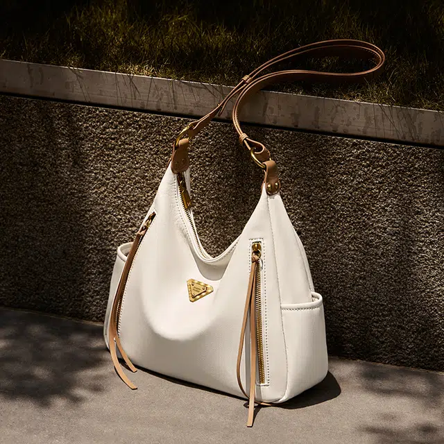 纳兰杜 高级感时尚潮流百搭 牛皮 单肩包 大号 女款 米白拼杏色