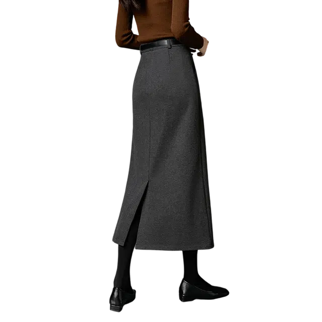 晚白 高腰减龄休闲百搭通勤半裙直筒长裙 女款