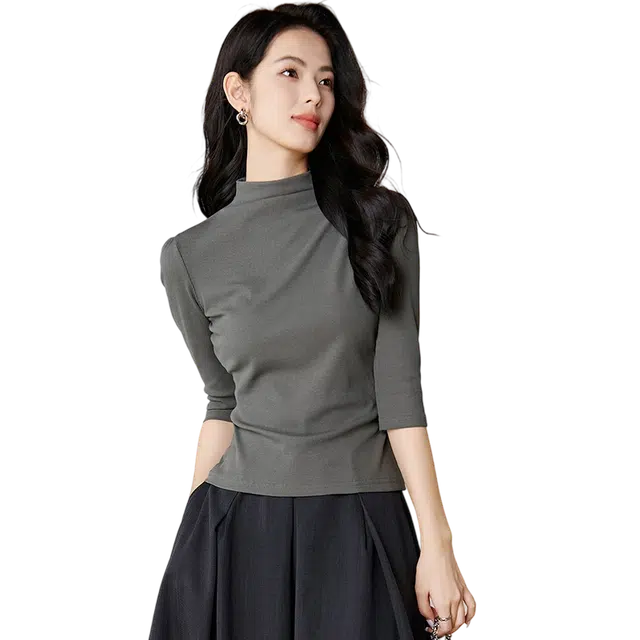 晚白  气质高领弹力修身亲肤 打底衫 女款