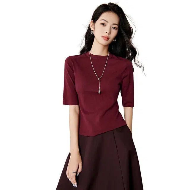 晚白 修身减龄内搭通勤软糯亲肤高弹弹力针织衫 女款