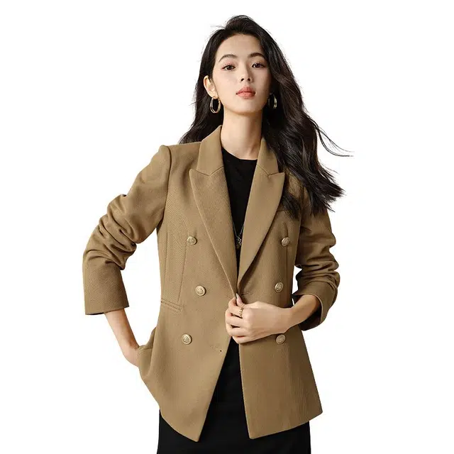 晚白 气质翻驳领修身显瘦简约干练西装外套 女款