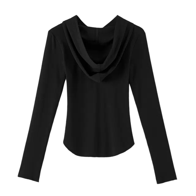 晚白 时尚简约气质百搭休闲纯色连帽针织衫 女款