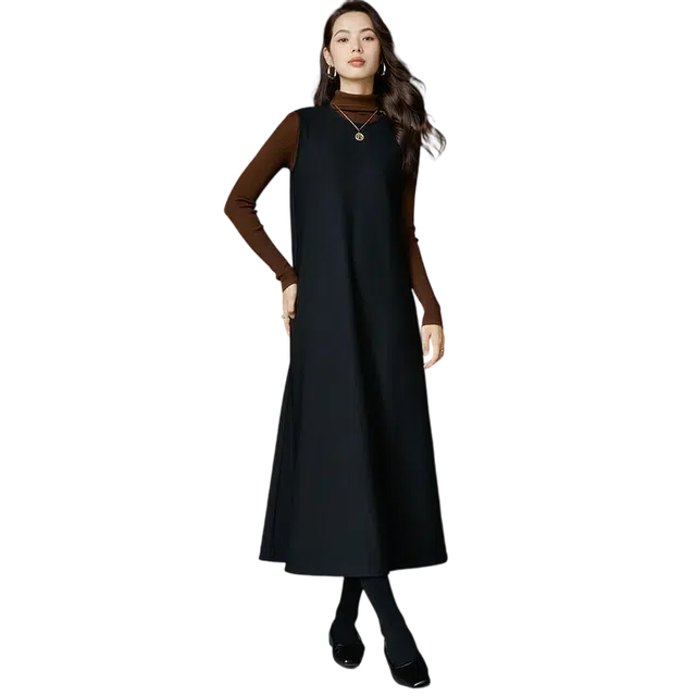 晚白 高弹减龄休闲百搭无袖连衣裙 女款