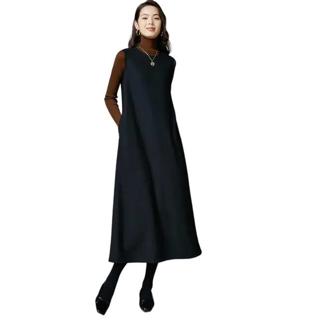 晚白 高弹减龄休闲百搭无袖连衣裙 女款