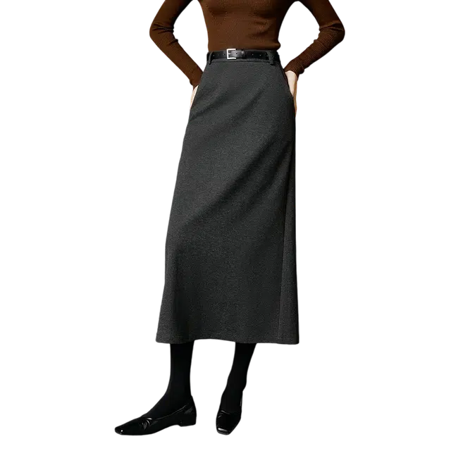 晚白 高腰减龄休闲百搭通勤半裙直筒长裙 女款