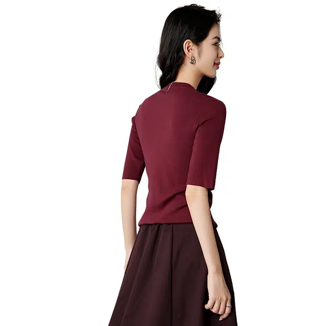 晚白 修身减龄内搭通勤软糯亲肤高弹弹力针织衫 女款