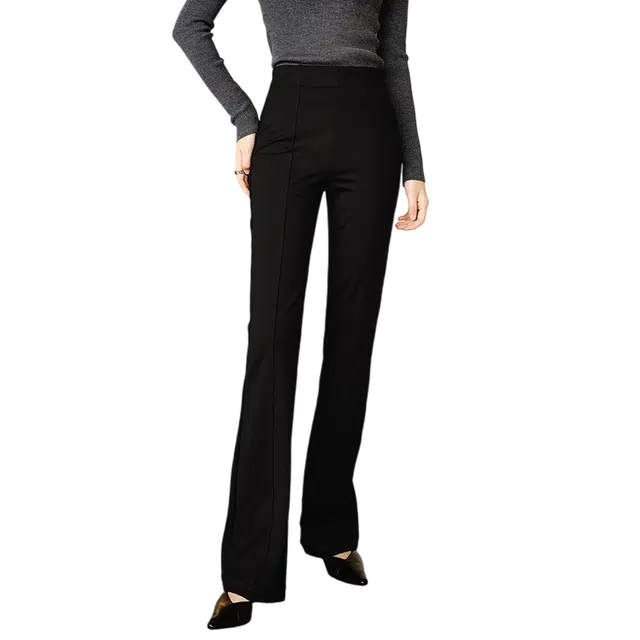 晚白 弹力修身高腰喇叭裤休闲裤 女款