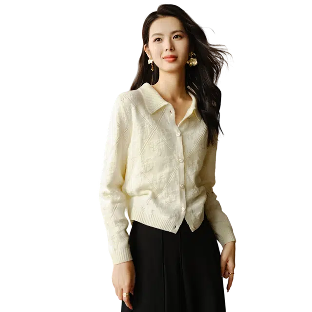 晚白 气质亲肤百搭开衫外套针织衫 女款