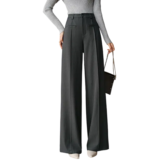 晚白 时尚通勤半松紧高腰窄版休闲裤 女款