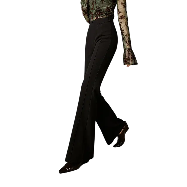 晚白 高腰显瘦修身弹力喇叭裤休闲裤 女款