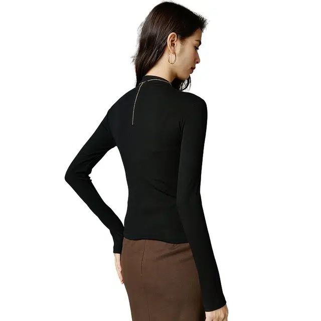 晚白 气质立领高弹减龄内搭通勤针织衫  女款