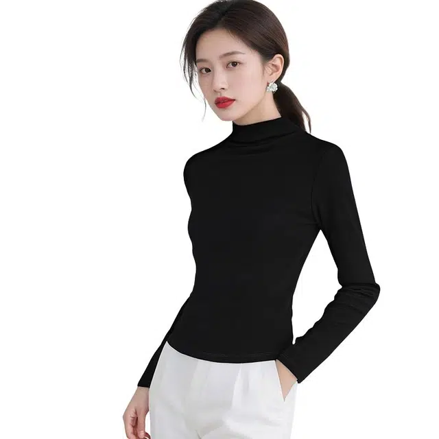 晚白 气质立领高弹减龄内搭通勤针织衫  女款