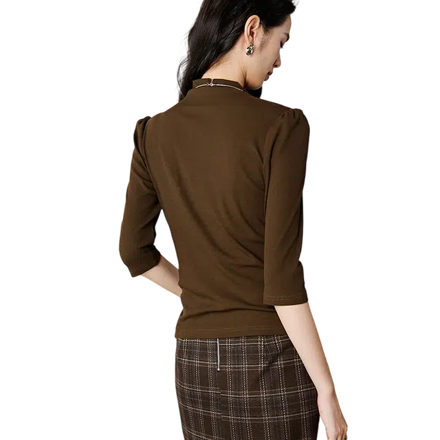 晚白  纯色亲肤休闲弹力时尚百搭 打底衫 女款