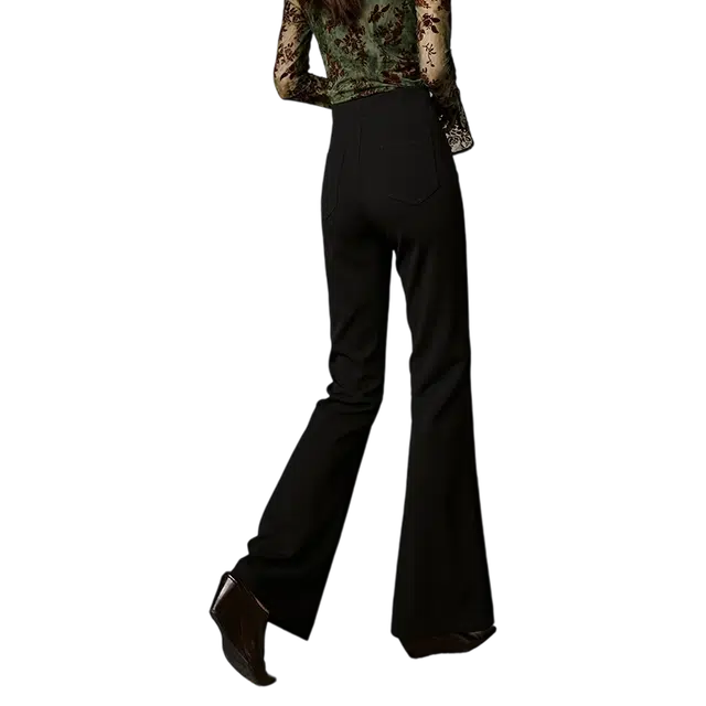 晚白 高腰显瘦修身弹力喇叭裤休闲裤 女款