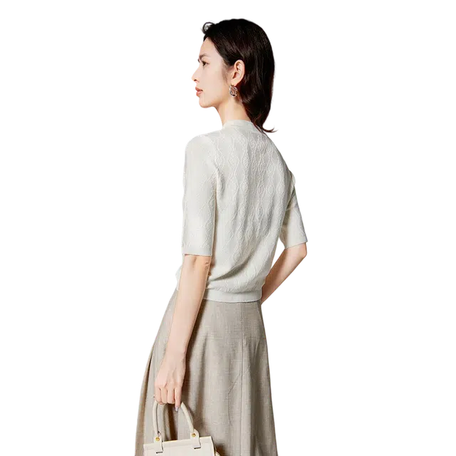 晚白 气质减龄文艺风时尚轻中式弹力针织衫 女款