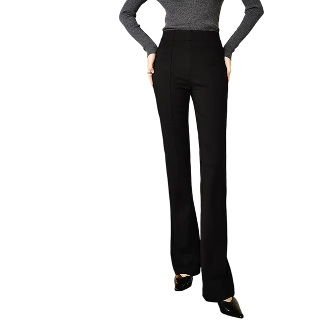 晚白 弹力修身高腰喇叭裤休闲裤 女款