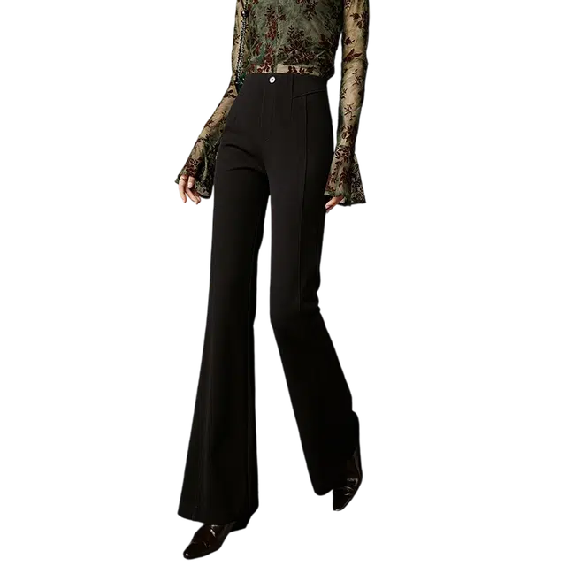 晚白 高腰显瘦修身弹力喇叭裤休闲裤 女款