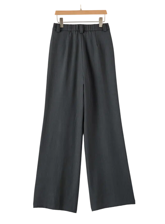 晚白 时尚通勤半松紧高腰窄版休闲裤 女款