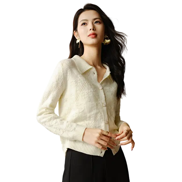 晚白 气质亲肤百搭开衫外套针织衫 女款