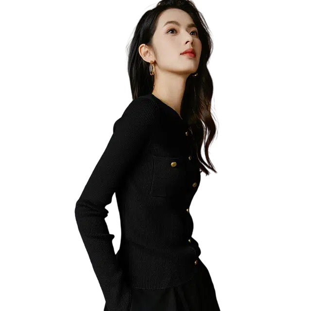 晚白 时尚简约气质上衣百搭显瘦韩版针织衫 女款