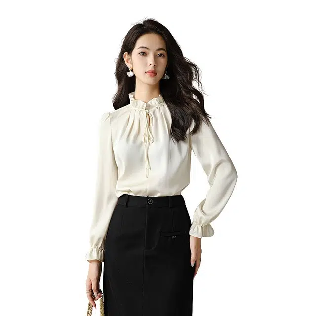 晚白 面料挺括饱满亲肤细腻垂坠顺滑衬衫 女款