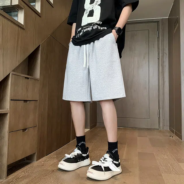 沐诚阳译 美式复古纯色宽松多风格透气五分运动短裤休闲短裤 男女同款