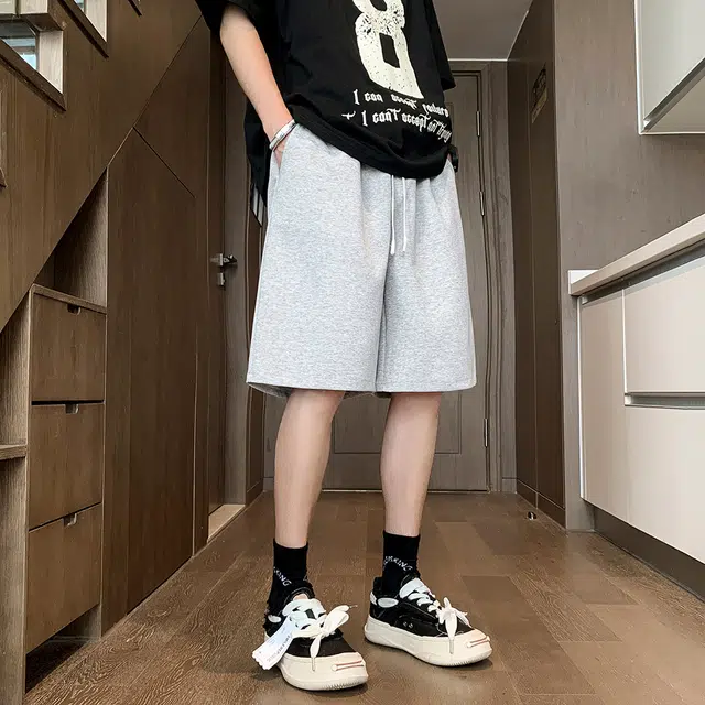 沐诚阳译 美式复古纯色宽松多风格透气五分运动短裤休闲短裤 男女同款