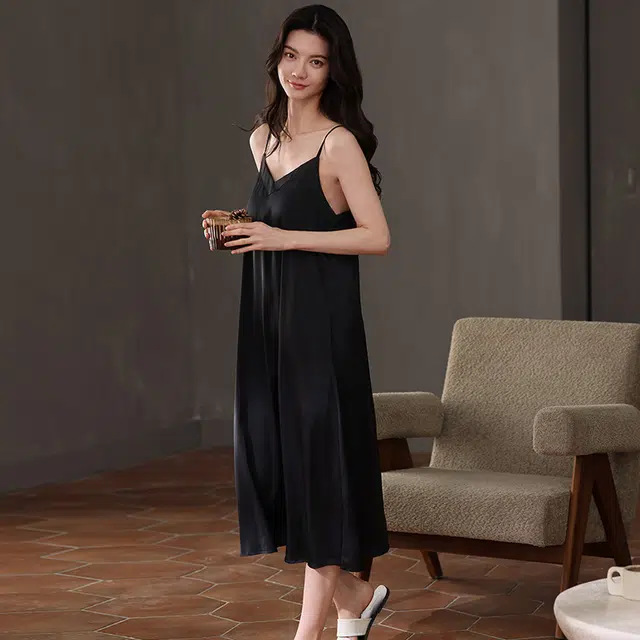 俏佳人 带胸垫高级感凉感无袖休闲舒适透气吊带家居服睡裙 女款