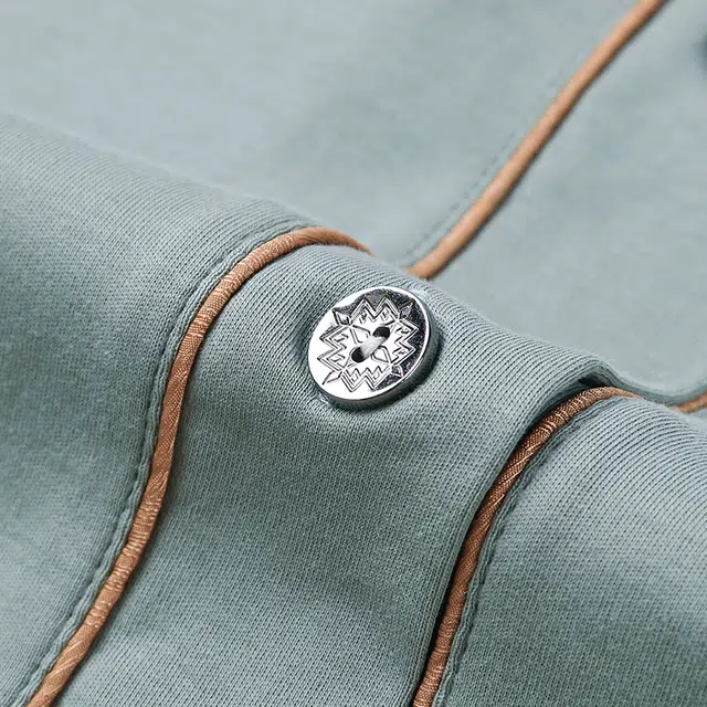 俏佳人 纯色开衫和尚领简约家居服休闲宽松亲肤舒适透气可外穿长袖长裤睡衣套装 男款