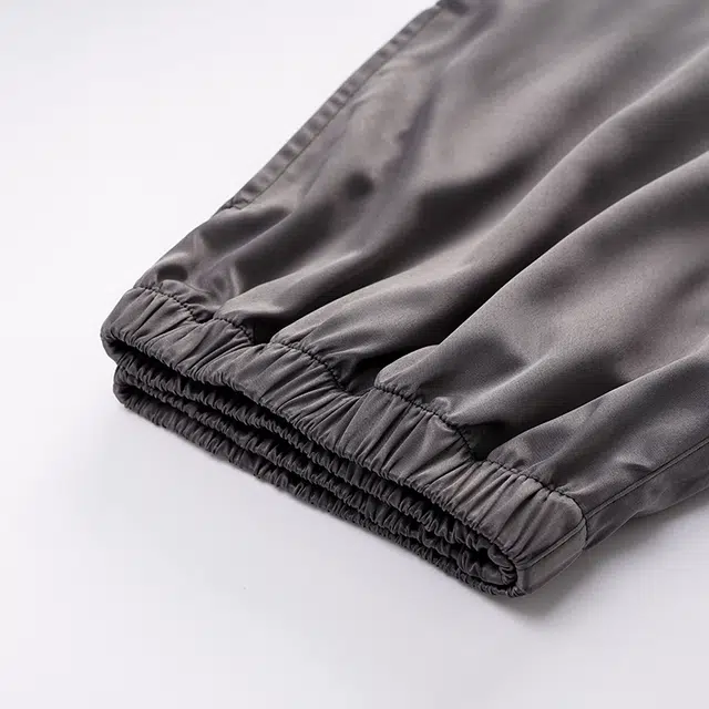 俏佳人 丝滑冰丝高级感开衫翻领简约纯色休闲亲肤舒适透气家居服长袖长裤睡衣套装 男款