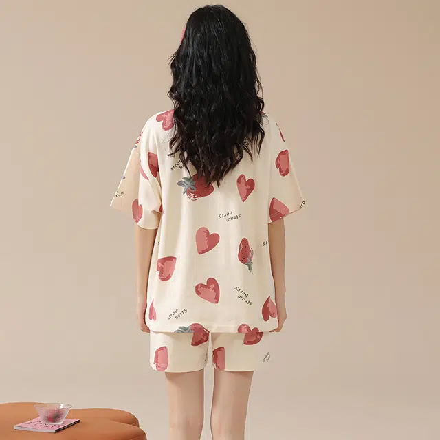 俏佳人 柔软亲肤休闲甜美可外穿短袖慵懒家居服睡衣套装 女款