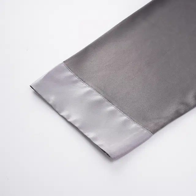 俏佳人 丝滑冰丝高级感开衫翻领简约纯色休闲亲肤舒适透气家居服长袖长裤睡衣套装 男款