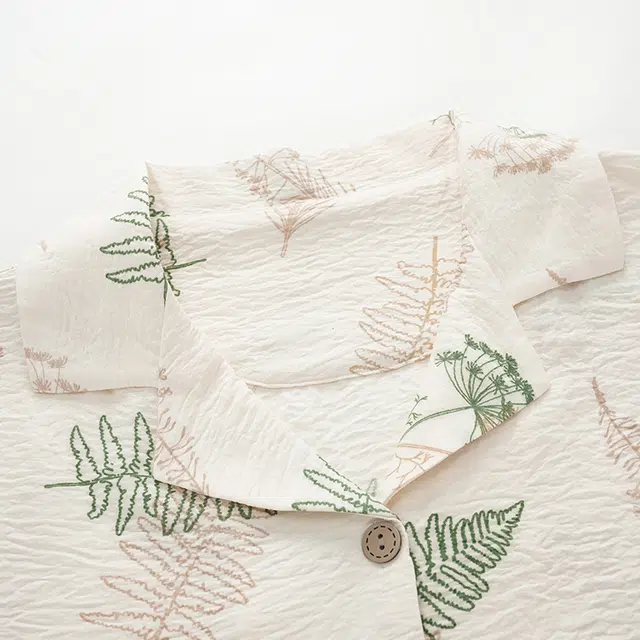 俏佳人 云朵棉系列 开衫翻领田园风亲肤舒适透气休闲宽松长袖长裤家居服睡衣套装 女款