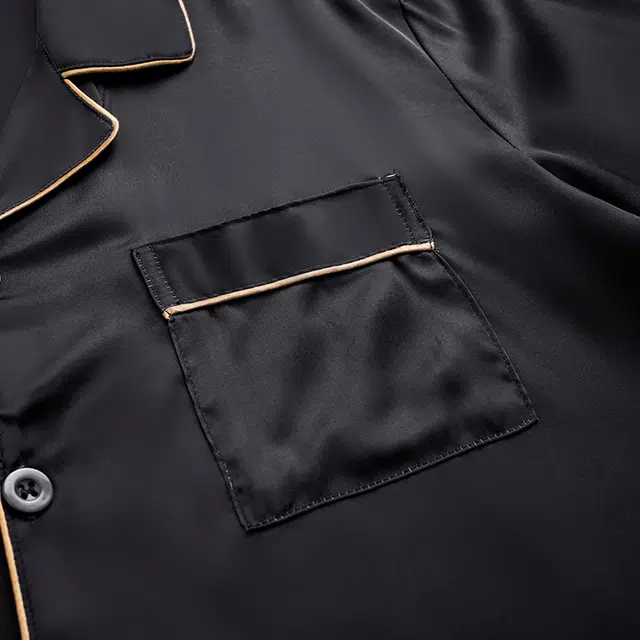 俏佳人 丝滑冰丝高级感翻领开衫纯色简约休闲家居服亲肤舒适透气长袖长裤睡衣套装 男款