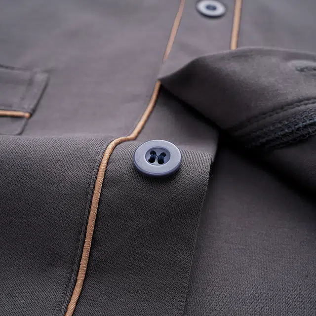 俏佳人 开衫纯色和尚领简约宽松休闲亲肤舒适透气可外穿家居服长袖长裤睡衣套装 男款