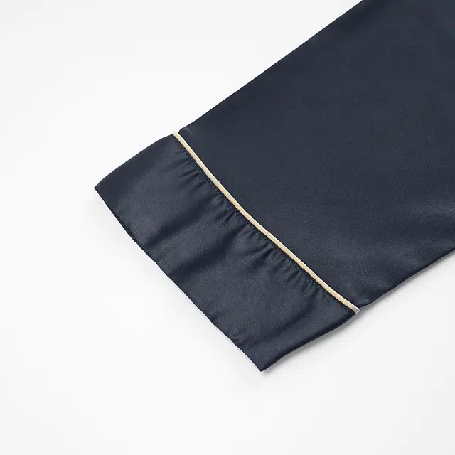 俏佳人 丝滑冰丝高级感开衫翻领简约休闲纯色家居服亲肤舒适透气长袖长裤睡衣套装 男款