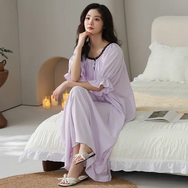 俏佳人 带胸垫舒适家居服可外穿短袖透气亲肤睡裙 女款