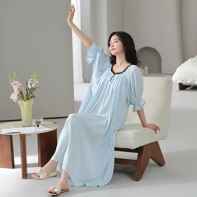俏佳人 带胸垫短袖舒适可外穿透气亲肤家居服睡裙 女款