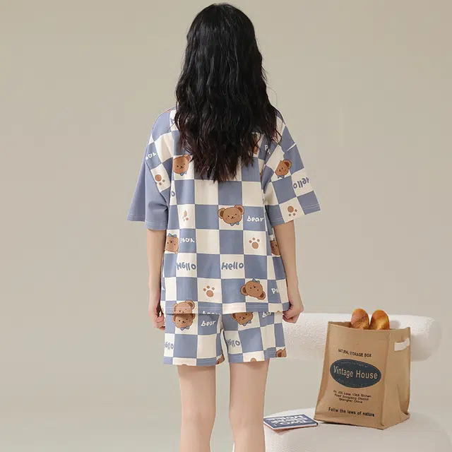 俏佳人 亲肤休闲柔软可外穿短袖慵懒家居服睡衣套装 女款