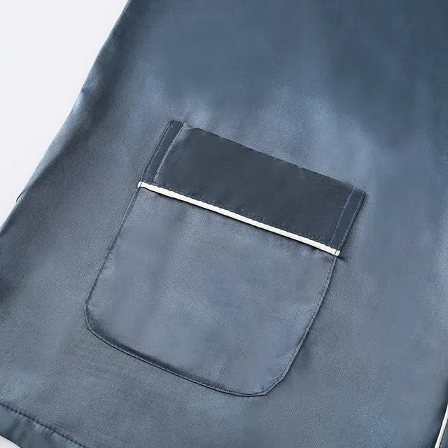 俏佳人 丝滑冰丝高级感翻领开衫简约纯色休闲家居服亲肤舒适透气长袖长裤睡衣套装 男款