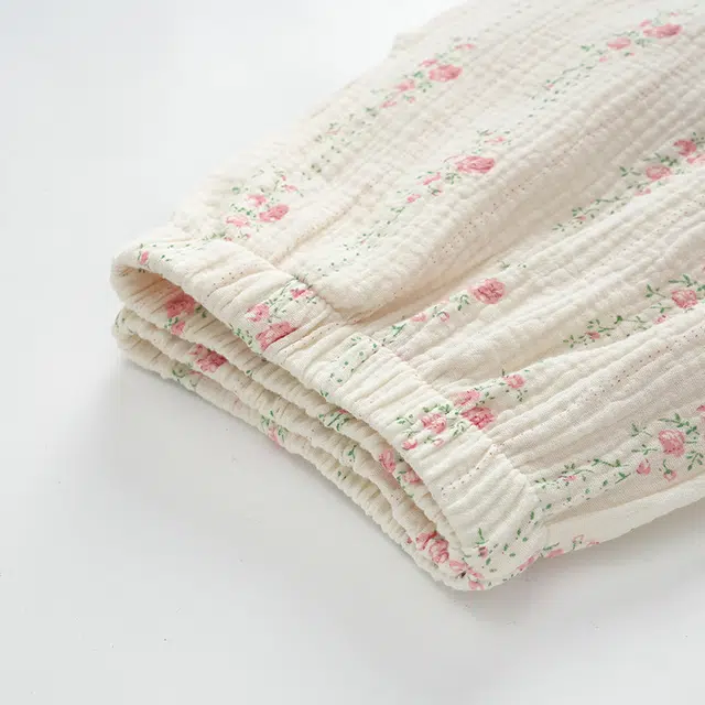 俏佳人 云朵棉系列 甜美开衫翻领花卉条纹舒适亲肤透气休闲宽松长袖长裤家居服睡衣套装 女款