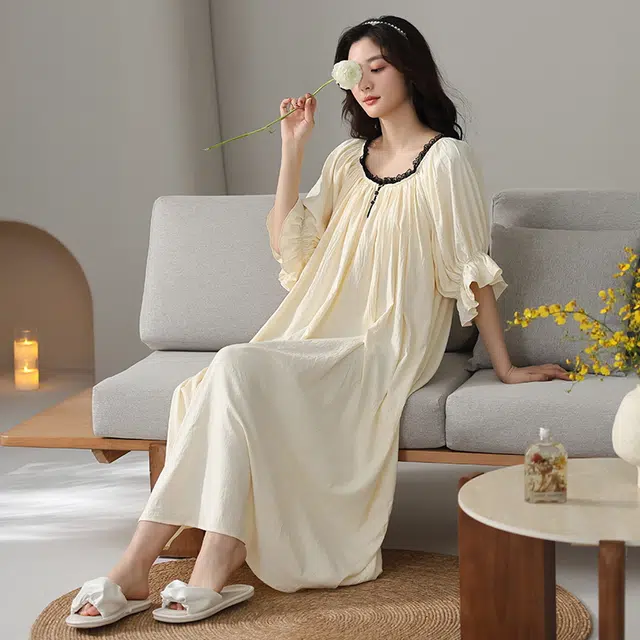 俏佳人 带胸垫舒适可外穿家居服短袖透气亲肤睡裙 女款