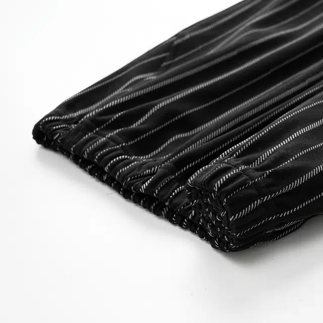 俏佳人 纯棉简约纯色圆领套头条纹可外穿家居服舒适亲肤透气长袖长裤睡衣套装 男款