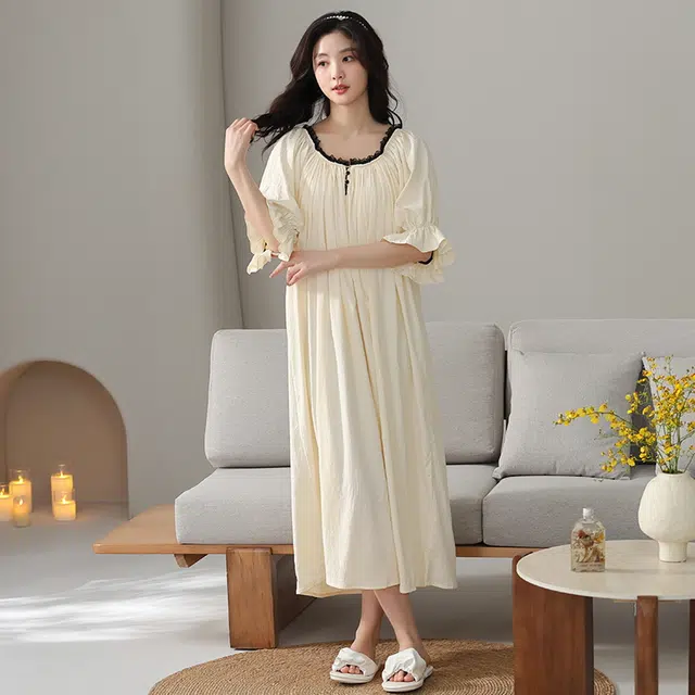 俏佳人 带胸垫舒适可外穿家居服短袖透气亲肤睡裙 女款